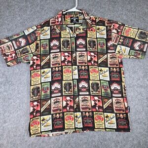 Vintage Jack Daniels Dragonfly Button Shirt 2003 Whiskey All Over Print XL y2k